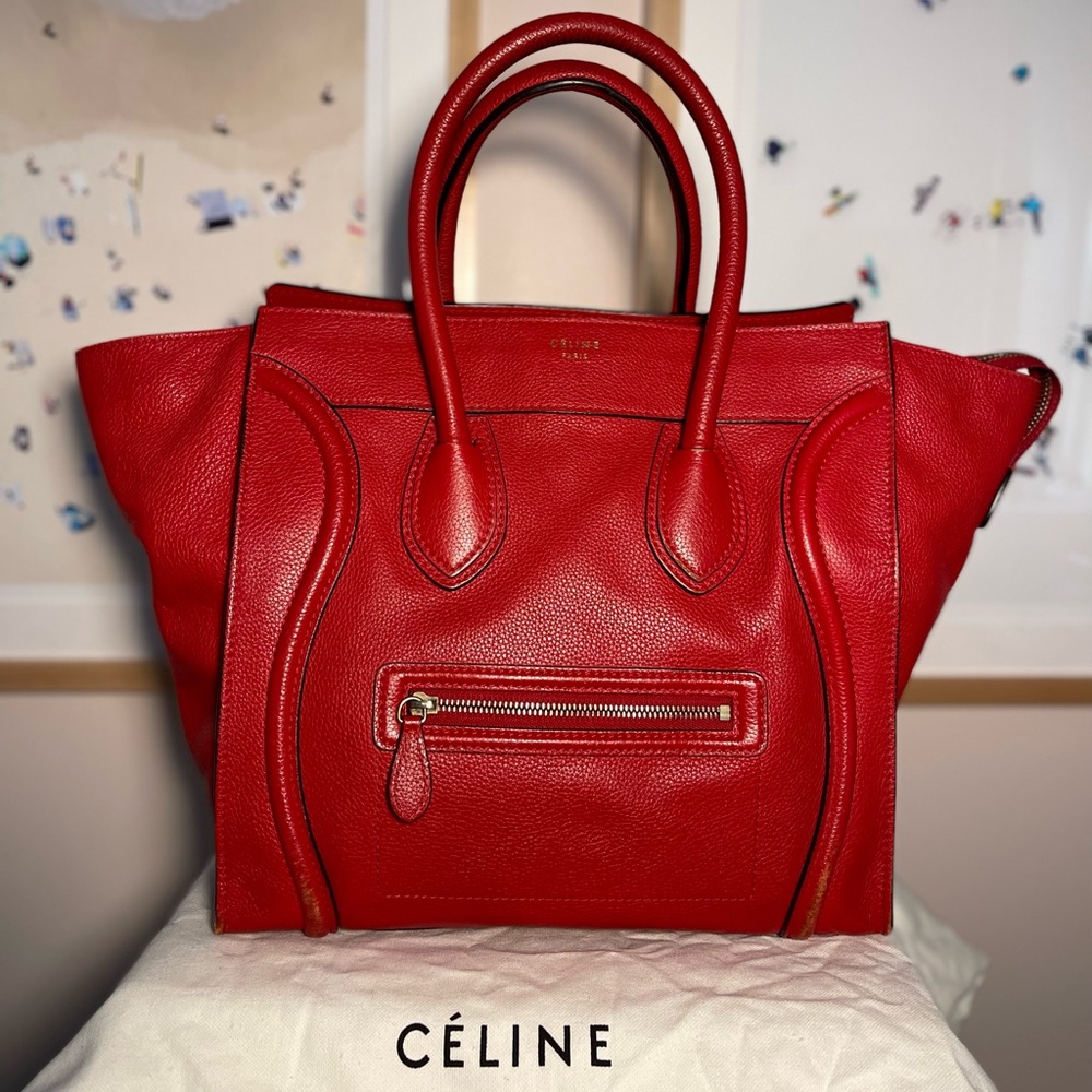 Celine Red Luggage Tote